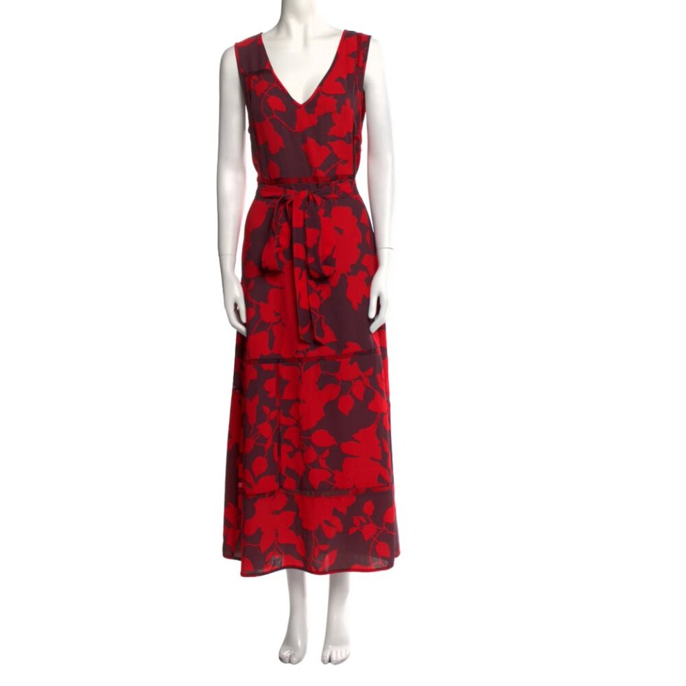 La Ligne Marlien Burgundy Floral Tie Waist Dress NWT M